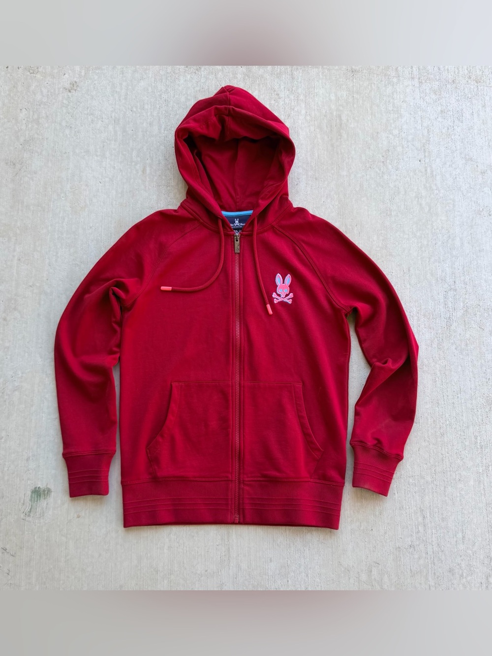 Psycho Bunny Men's Mulled Wine Red Bennett French Terry Full Zip Hoodie